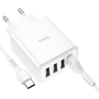  СЗУ Hoco C102A Fuerza QC3.0 four-port charger (EU), white 