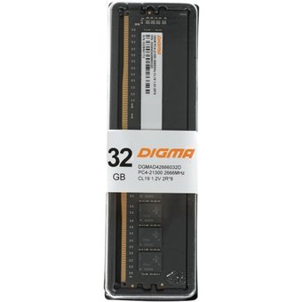  ОЗУ Digma DGMAD42666032D DDR4 32Gb 2666MHz RTL PC4-21300 CL19 DIMM 288-pin 1.2В dual rank 