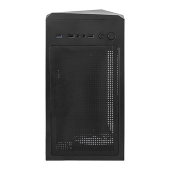  Корпус ExeGate EVO-8225 EX292858RUS Miditower (ATX, без БП, 2*USB+1*USB3.0, черный, 2 вент. с RGB подсветкой и полоса на передней панели 