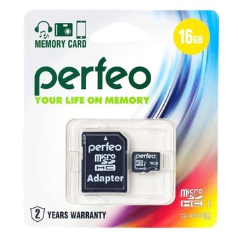  Карта памяти Perfeo microSD 16GB High-Capacity (Class 10) economy series (PF16GMCSH10AES) 