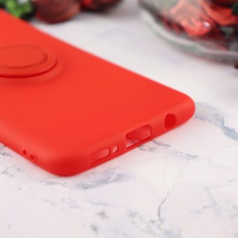  Чехол силиконовый матовый с кольцом для Samsung Galaxy A20/A30 (2019), красный 