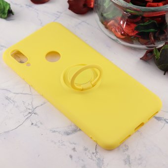  Чехол силиконовый матовый с кольцом для Xiaomi Redmi Note 7, желтый 
