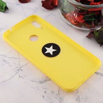  Чехол силиконовый матовый с кольцом для Xiaomi Redmi Note 7, желтый 