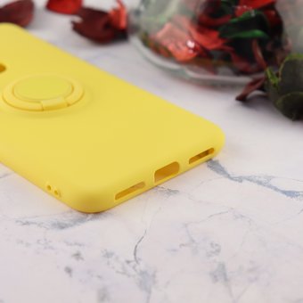  Чехол силиконовый матовый с кольцом для Xiaomi Redmi Note 7, желтый 