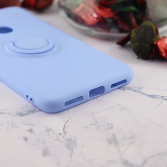  Чехол силиконовый матовый с кольцом для Xiaomi Redmi Note 7, сиреневый 