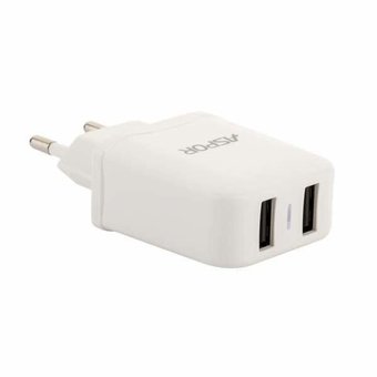  УЦ СЗУ Aspor А829 2USB + кабель Micro (2.4A/IQ) Белый (ПУ) 