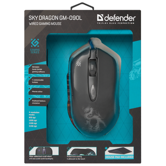  Мышь Defender Sky Dragon GM-090L Gamer Black 