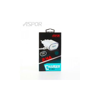  УЦ СЗУ Aspor А802 Micro цельный + 1USB (1,2м) (1А) Белый (ПУ) 