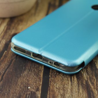  Чехол-книга для Xiaomi Mi-5X/Mi-A1 /отдел под пластик.карту,силикон/голубой 