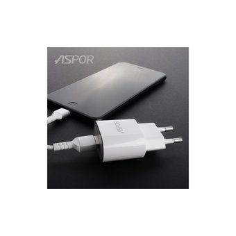  СЗУ Aspor А818 1USB + кабель Type-C (1A/IQ) Белый 