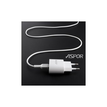  СЗУ Aspor А818 1USB + кабель Type-C (1A/IQ) Белый 