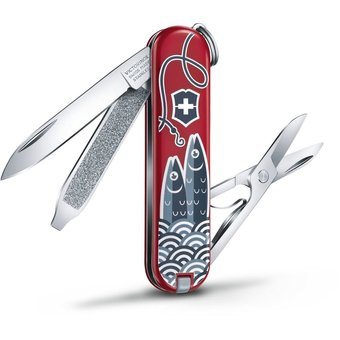  Нож перочинный Victorinox Classic LE2019 Sardine Can (0.6223.L1901) 58мм 7функций красный/рисунок подар.коробка 