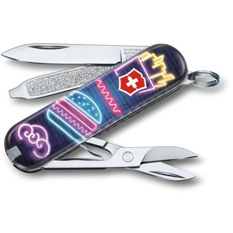  Нож перочинный Victorinox Classic LE2019 Burger Bar (0.6223.L1906) 58мм 7функций фиолетовый/рисунок подар.коробка 