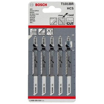  Набор пилок по дереву Bosch T101BR HCS 5пред. (лобзики) 2608630014 