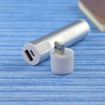  УЦ Аккумулятор внешний резервный Aspor A311 Алюминий 2600 mAh+LED серебро ПУ 