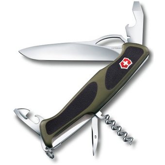  Нож перочинный Victorinox RangerGrip 61 (0.9553.MC4) 130мм 11функций зеленый/черный карт.коробка 