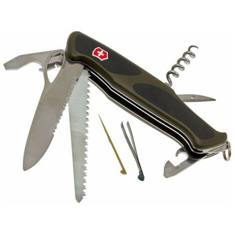  Нож перочинный Victorinox RangerGrip 179 (0.9563.MWC4) 130мм 12функций зеленый/черный карт.коробка 