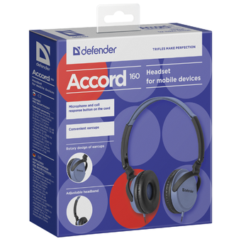  Наушники Defender Accord 160 Black/Blue (63161) 