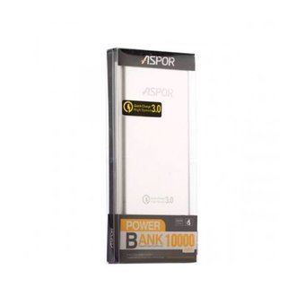  УЦ Аккумулятор внешний резервный Aspor Q389 Алюминий 10000 mAh+LED золото ПУ 