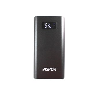  УЦ Аккумулятор внешний резервный Aspor Q388 QuickCharge Алюминий 10000 mAh+LED черный ПУ 