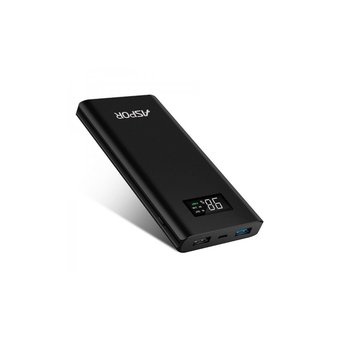  УЦ Аккумулятор внешний резервный Aspor Q388 QuickCharge Алюминий 10000 mAh+LED черный ПУ 