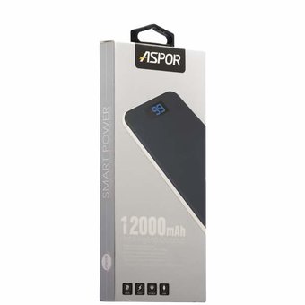  УЦ Аккумулятор внешний резервный Aspor A386 soft touch 12000 mAh черный ПУ 