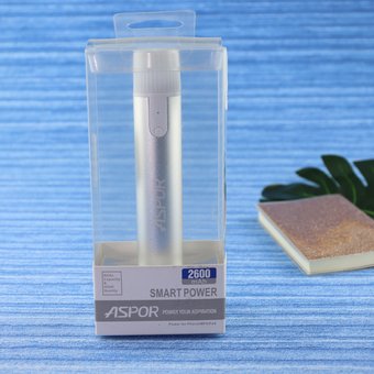 УЦ Аккумулятор внешний резервный Aspor A311 Алюминий 2600 mAh+LED серебро ПУ 