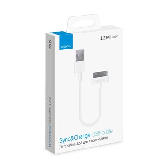  Дата-кабель Deppa USB-30-pin для Apple (72101) 1.2м, белый 