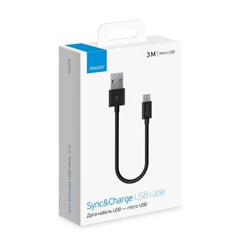  Дата-кабель Deppa USB-micro (72229) 3м, черный 