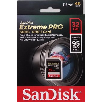  Карта памяти Sandisk SDSDXXG-032G-GN4IN Extreme Pro SDHC 32GB - 95MB/s V30 UHS-I U3 