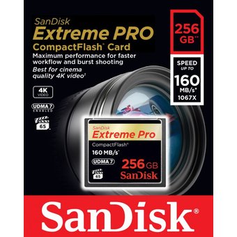  Карта памяти Sandisk SDCFXPS-256G-X46 Extreme Pro CF 160MB/s 256 GB VPG 65, UDMA 7 
