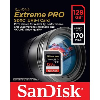  Карта памяти Sandisk SDSDXXY-128G-GN4IN Extreme Pro SDXC Card 128GB - 170MB/s V30 UHS-I U3 
