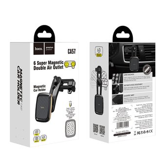  УЦ Автомобильный держатель HOCO CA57 Leader double air outlet, black grey (ПУ) 