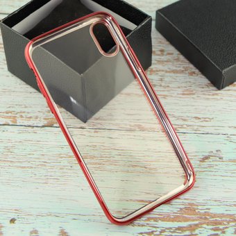  Силиконовый чехол iPhone X с Красной зеркальной рамкой 