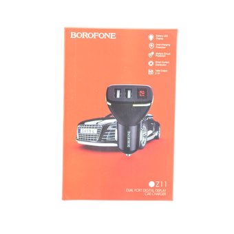  УЦ АЗУ Borofone BZ11 5V/2,1A 2USB display car charger, black (ПУ) 