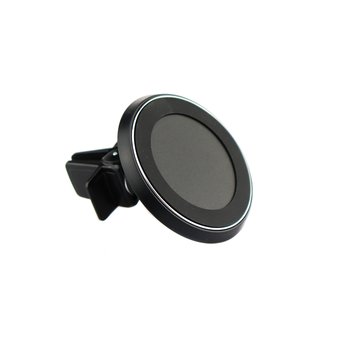  УЦ Автомобильный держатель Perfeo-537-Qi + зарядка для смартфона до 6,5"/ на воздуховод/ магнитный/ черный (ПУ) 