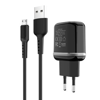  УЦ СЗУ Borofone BA25A 5V/3A 2USB Outstanding dual port + Type-C cable, black (ПУ) 