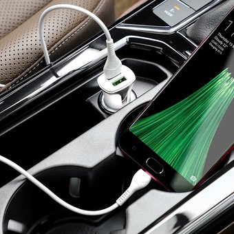  УЦ АЗУ HOCO Z31 Universe double port QC3.0 + micro, white (ПУ) 