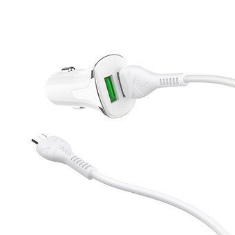  УЦ АЗУ HOCO Z31 Universe double port QC3.0 + micro, white (ПУ) 