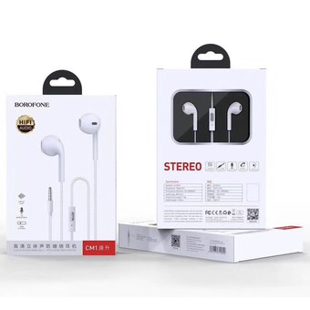  Наушники Borofone CM1 Spring universal earphones with mic, white 