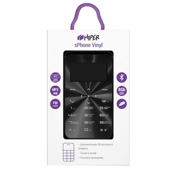  Мобильный телефон HIPER sPhone Vinyl Black (C-01BLK) 