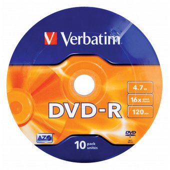  Диск DVD-R Verbatim 4.7Gb 16x Bulk (10шт) (43 729) 