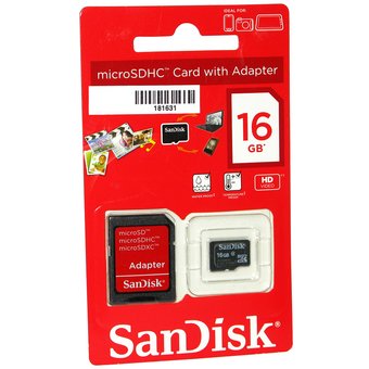  Карта памяти SanDisk microSDHC 16GB Class 4 (SD адаптер) (SDSDQM-016G-B35A) 