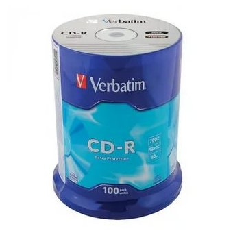  Диск CD-R Verbatim 700Mb 52x Cake Box (100шт) (43430) 