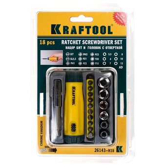  Набор отверточный Kraftool 26143-H18 18 предметов (жесткий кейс) 