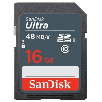  Карта памяти SanDisk SDHC 16GB Class 10 UHS-I Ultra 48MB/s (SDSDUNB-016G-GN3IN) 