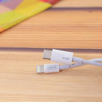  Дата-кабель Aspor A109 Lightning 1,2м белый 