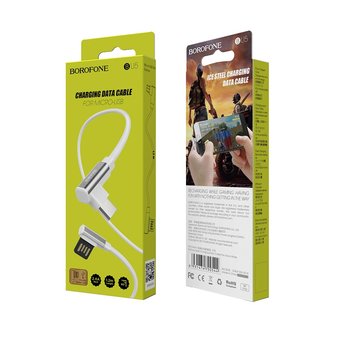  УЦ Дата-кабель BOROFONE BU5 Ice steel micro 1м (белый) (ПУ) 