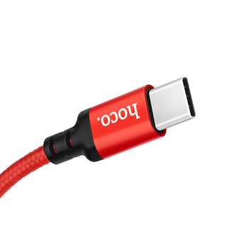  УЦ Дата-кабель HOCO X14 Type-C 1м (чёрно-красный) (ПУ) 