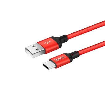  УЦ Дата-кабель HOCO X14 Type-C 1м (чёрно-красный) (ПУ) 